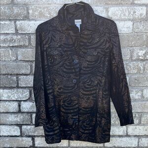 Chicos Black and Gold Patterned Jacket